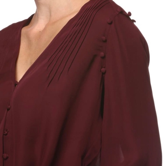 Paige Aurinda Silk Top in Burgundy (B) - Picture 3 of 8